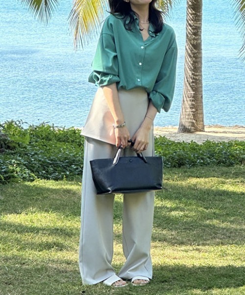 gossip！ロサンゼルス（ゴシップロサンゼルス）の「クロスレイヤリング ワイドパンツ（その他パンツ・レディース・ブラック/ライトグリーン/グレー/オフホワイト・M/S）」の7枚目の写真
