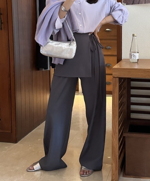 gossip！ロサンゼルス（ゴシップロサンゼルス）の「クロスレイヤリング ワイドパンツ（その他パンツ・レディース・ブラック/ライトグリーン/グレー/オフホワイト・M/S）」の8枚目の写真