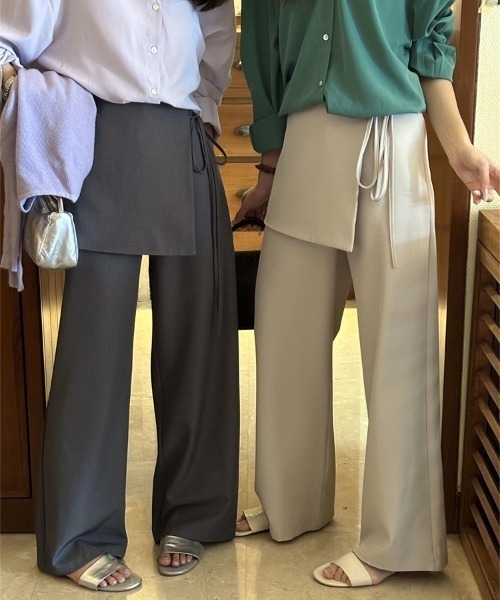gossip！ロサンゼルス（ゴシップロサンゼルス）の「クロスレイヤリング ワイドパンツ（その他パンツ・レディース・ブラック/ライトグリーン/グレー/オフホワイト・M/S）」の9枚目の写真