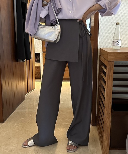 gossip！ロサンゼルス（ゴシップロサンゼルス）の「クロスレイヤリング ワイドパンツ（その他パンツ・レディース・ブラック/ライトグリーン/グレー/オフホワイト・M/S）」の10枚目の写真