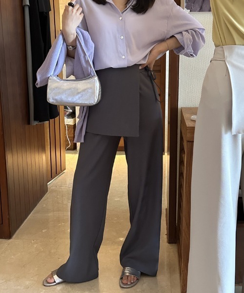 gossip！ロサンゼルス（ゴシップロサンゼルス）の「クロスレイヤリング ワイドパンツ（その他パンツ・レディース・ブラック/ライトグリーン/グレー/オフホワイト・M/S）」の11枚目の写真