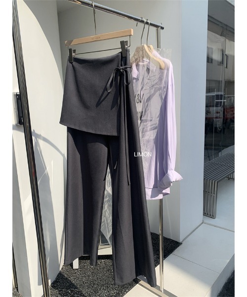 gossip！ロサンゼルス（ゴシップロサンゼルス）の「クロスレイヤリング ワイドパンツ（その他パンツ・レディース・ブラック/ライトグリーン/グレー/オフホワイト・M/S）」の16枚目の写真