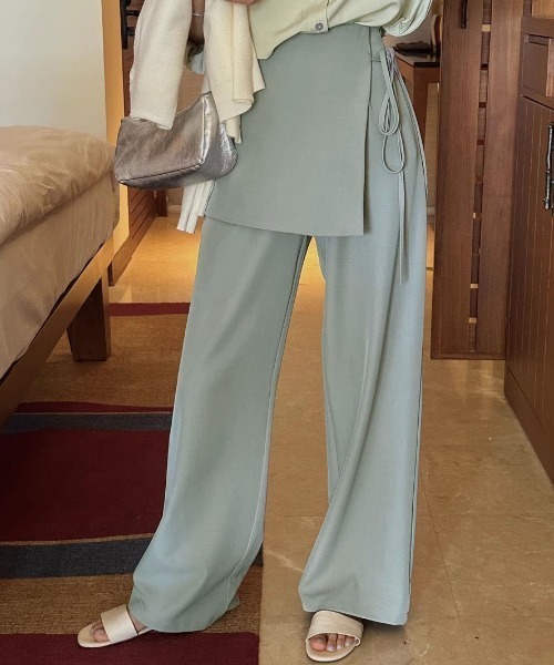 gossip！ロサンゼルス（ゴシップロサンゼルス）の「クロスレイヤリング ワイドパンツ（その他パンツ・レディース・ブラック/ライトグリーン/グレー/オフホワイト・M/S）」の20枚目の写真