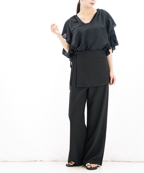 gossip！ロサンゼルス（ゴシップロサンゼルス）の「クロスレイヤリング ワイドパンツ（その他パンツ・レディース・ブラック/ライトグリーン/グレー/オフホワイト・M/S）」の21枚目の写真