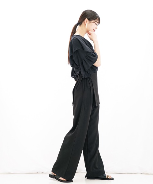 gossip！ロサンゼルス（ゴシップロサンゼルス）の「クロスレイヤリング ワイドパンツ（その他パンツ・レディース・ブラック/ライトグリーン/グレー/オフホワイト・M/S）」の22枚目の写真