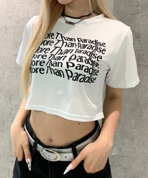 ショート丈 ウェーブレタリングロゴ プリントTシャツ