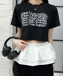 ショート丈 ウェーブレタリングロゴ プリントTシャツ