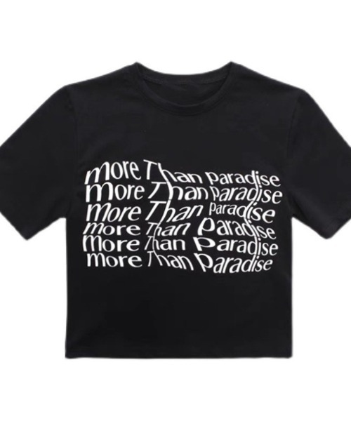 lilful（リルフル）の「ショート丈 ウェーブレタリングロゴ プリントTシャツ（Tシャツ/カットソー・レディース・ブラック/ホワイト・M/S）」の10枚目の写真