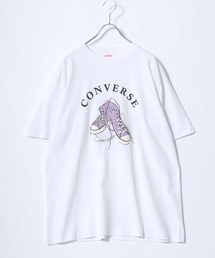 CONVERSE(コンバース)ワンポイントロゴ刺繍・バックプリント・スニーカーモチーフプリント ビッグシルエットTシャツ レディース メンズ ユニセックス