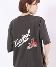 CONVERSE(コンバース)ワンポイントロゴ刺繍・バックプリント・スニーカーモチーフプリント ビッグシルエットTシャツ レディース メンズ ユニセックス