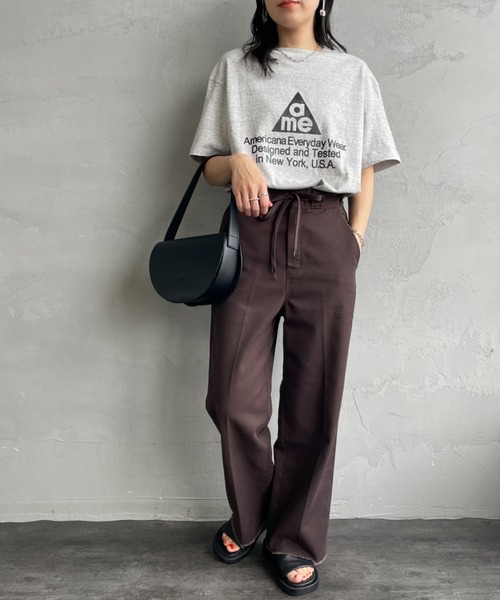 Americana ロゴラメT Americana/アメリカーナ] ame ロゴプリント クルーネックTシャツ