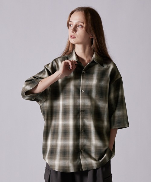 CLEL】Loose Herringbone Check Shirt & Tie/ルーズ ヘリンボーン