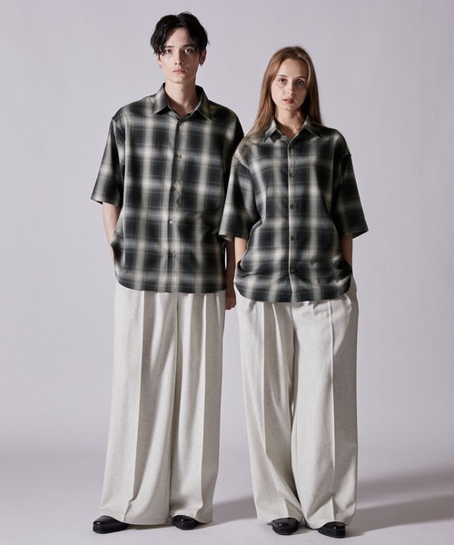 CLEL】Loose Herringbone Check Shirt & Tie/ルーズ ヘリンボーン