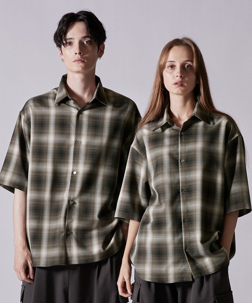 CLEL(クレイル)の「【CLEL】Loose Herringbone Check Shirt & Tie/ルーズ ヘリンボーンチェックシャツ&ネクタイ(シャツ/ブラウス・メンズ・ブラック系1/グレー系1/ブラウン系1・XS/S/M/L)」の5枚目の写真