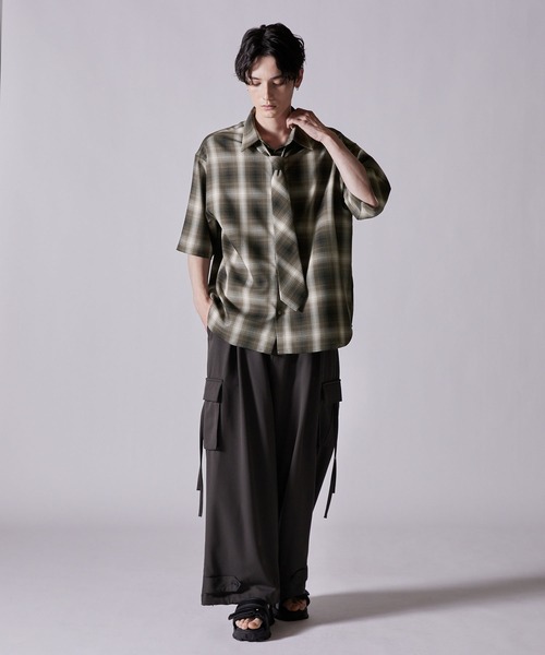 CLEL】Loose Herringbone Check Shirt & Tie/ルーズ ヘリンボーン