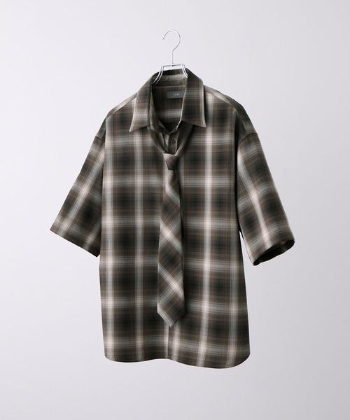 CLEL】Loose Herringbone Check Shirt & Tie/ルーズ ヘリンボーン