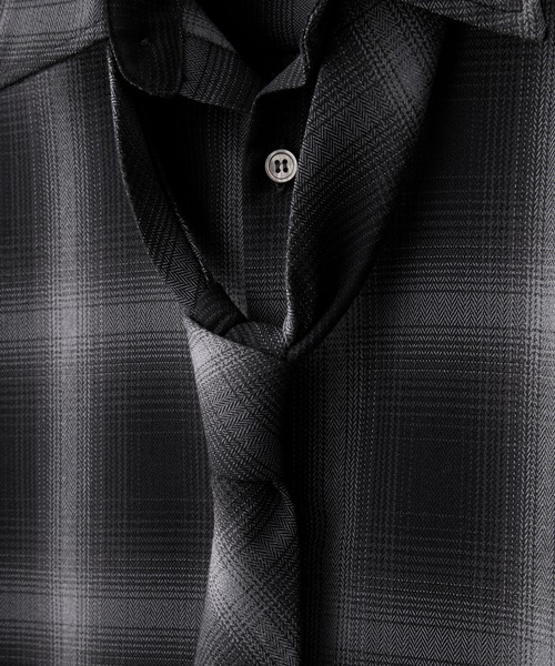 CLEL(クレイル)の「【CLEL】Loose Herringbone Check Shirt & Tie/ルーズ ヘリンボーンチェックシャツ&ネクタイ(シャツ/ブラウス・メンズ・ブラック系1/グレー系1/ブラウン系1・XS/S/M/L)」の13枚目の写真