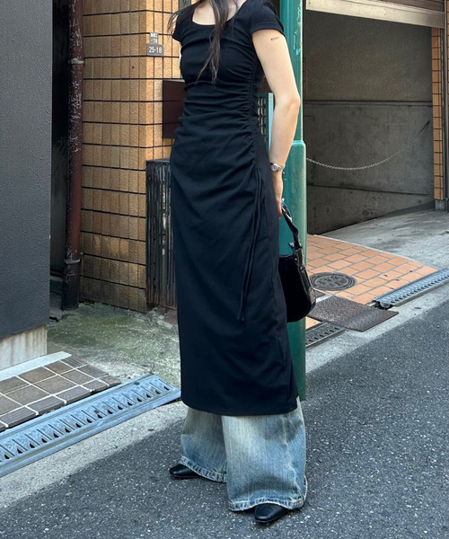 夏とても人気♥ スクエア ワンピース★(25_5_3) スクエアネックミニ無地ノースリワンピース | レディース