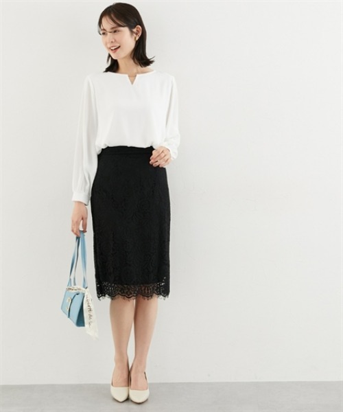 7days Life Styling（セブンデイズライフスタイリング）の「【吸汗速乾カットソー裏地付】シフォンジョーゼット金具付きブラウス<大きいサイズ有>（シャツ/ブラウス・レディース・ライトグレー/ネイビー/オフホワイト/クリーム・LL/3L/S/M/L）」の7枚目の写真