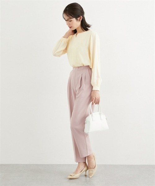 7days Life Styling（セブンデイズライフスタイリング）の「【吸汗速乾カットソー裏地付】シフォンジョーゼット金具付きブラウス<大きいサイズ有>（シャツ/ブラウス・レディース・ライトグレー/ネイビー/オフホワイト/クリーム・LL/3L/S/M/L）」の16枚目の写真