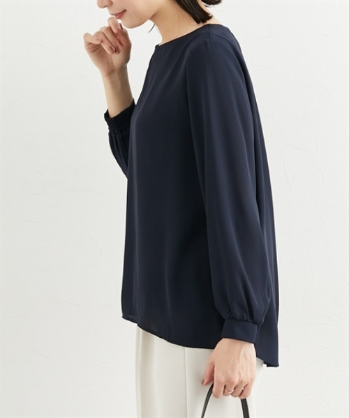 7days Life Styling（セブンデイズライフスタイリング）の「【吸汗速乾カットソー裏地付】シフォンジョーゼット金具付きブラウス<大きいサイズ有>（シャツ/ブラウス・レディース・ライトグレー/ネイビー/オフホワイト/クリーム・LL/3L/S/M/L）」の18枚目の写真