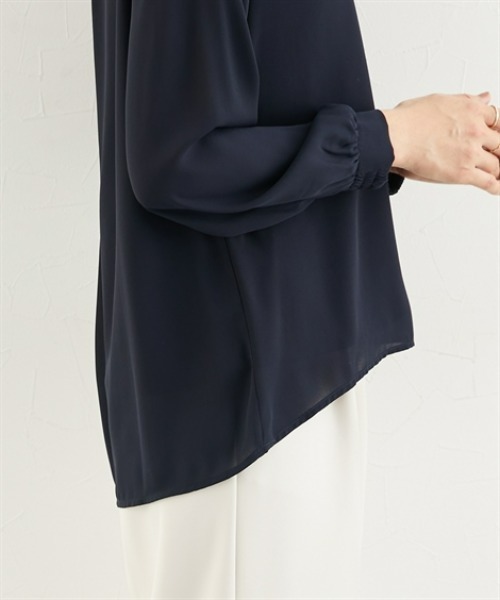 7days Life Styling（セブンデイズライフスタイリング）の「【吸汗速乾カットソー裏地付】シフォンジョーゼット金具付きブラウス<大きいサイズ有>（シャツ/ブラウス・レディース・ライトグレー/ネイビー/オフホワイト/クリーム・LL/3L/S/M/L）」の21枚目の写真