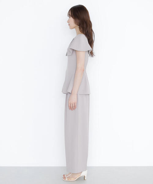 NATURAL BEAUTY BASIC（ナチュラルビューティーベーシック）の「ケープカラーブラウス＆パンツ（パンツドレス・レディース・ベージュ/チャコールグレー・P/S/MEDIUM/SMALL）」の22枚目の写真