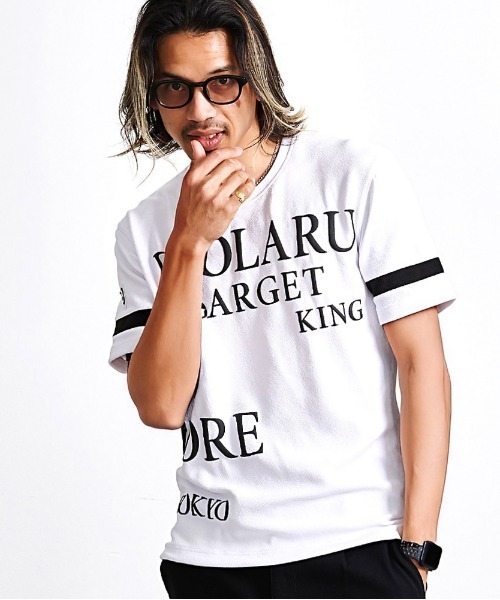 VIOLA(ヴィオラ)の「『VIOLA rumore/ヴィオラ ルモーレ』袖切替ライン クルー半袖Tシャツ(Tシャツ/カットソー・メンズ・レッド/ブラック/ホワイト・XL/L/M)」の2枚目の写真