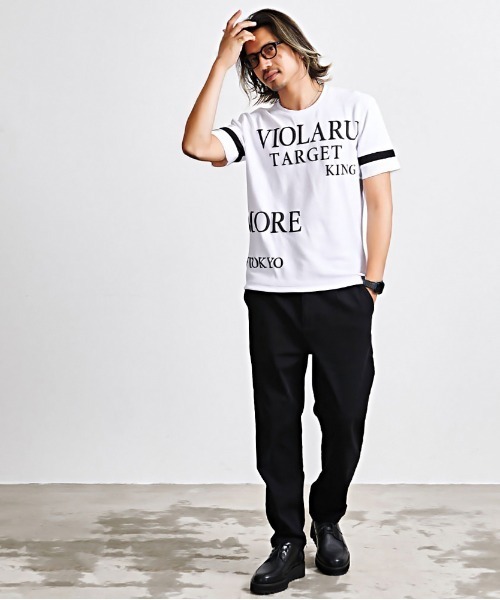 VIOLA(ヴィオラ)の「『VIOLA rumore/ヴィオラ ルモーレ』袖切替ライン クルー半袖Tシャツ(Tシャツ/カットソー・メンズ・レッド/ブラック/ホワイト・XL/L/M)」の7枚目の写真