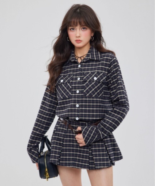 DALLA(ダラ)の「check trendy set up(セットアップ・レディース・ブラック・SMALL/X-SMALL/MEDIUM)」の1枚目の写真