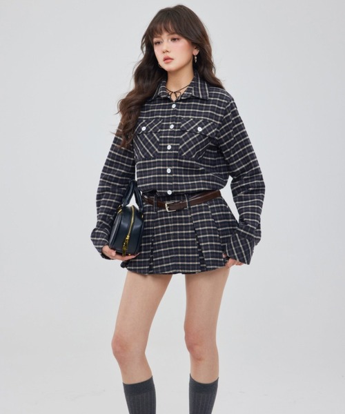 DALLA(ダラ)の「check trendy set up(セットアップ・レディース・ブラック・SMALL/X-SMALL/MEDIUM)」の2枚目の写真