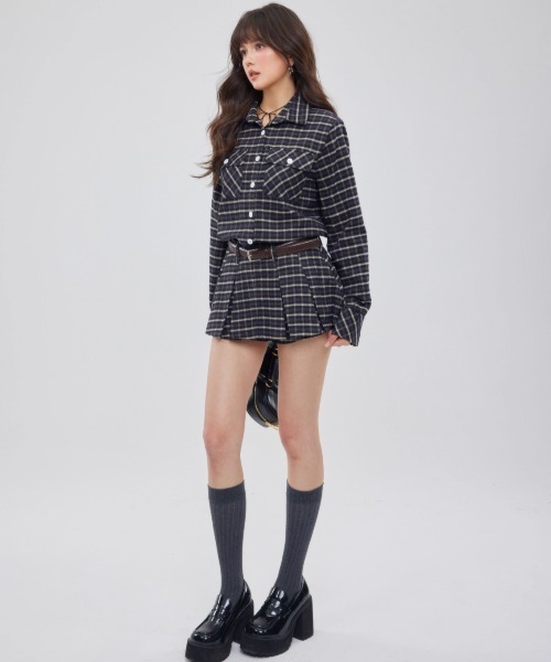 DALLA(ダラ)の「check trendy set up(セットアップ・レディース・ブラック・SMALL/X-SMALL/MEDIUM)」の7枚目の写真
