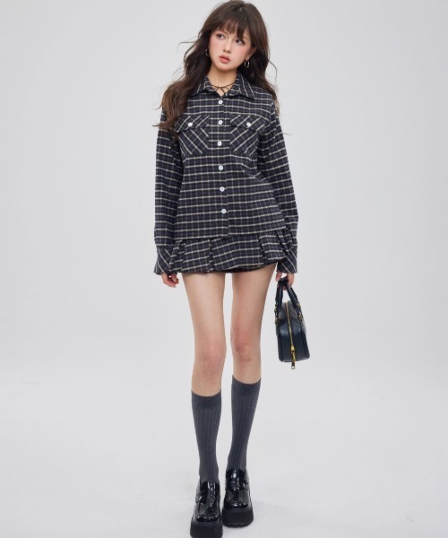 DALLA(ダラ)の「check trendy set up(セットアップ・レディース・ブラック・SMALL/X-SMALL/MEDIUM)」の8枚目の写真