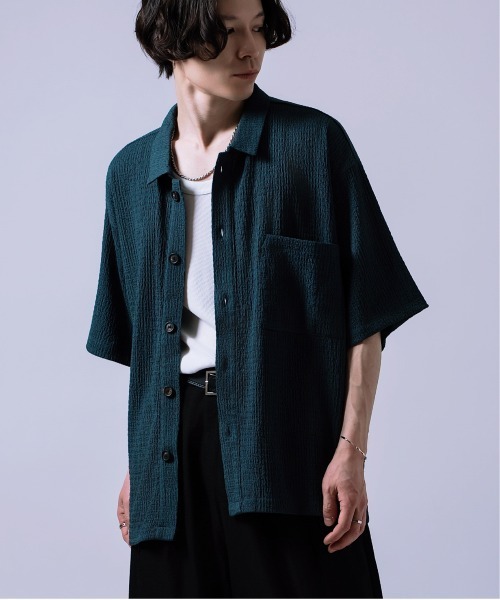 Crownor(クラウノアー)の「プリーツ 半袖シャツ(シャツ/ブラウス・メンズ・ブラウン/ブラック/ブルーグリーン・LARGE/MEDIUM)」の18枚目の写真