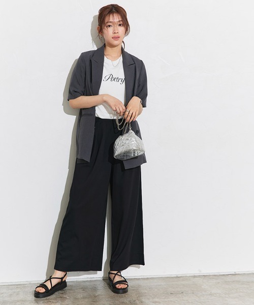 Pierrot(ピエロ)の「カットソーイージーワイドパンツ(その他パンツ・レディース・ネイビー/ブラック/ベージュ系その他・LL/M/L/PS/PM/PL)」の10枚目の写真