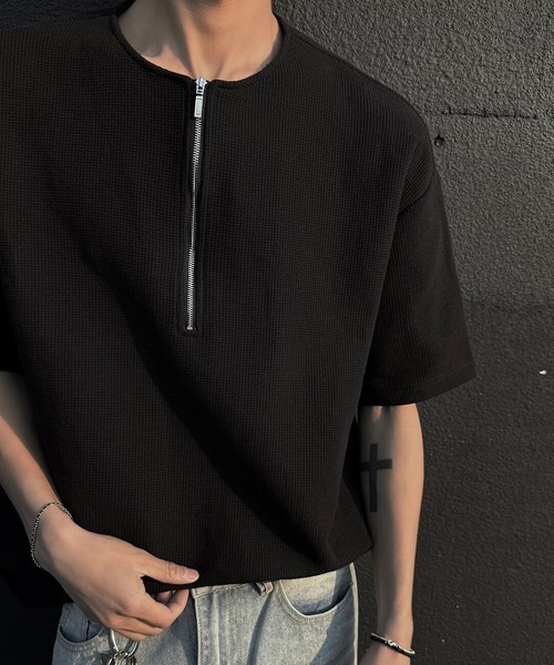 Ressaca(レサーカ)の「オーバーサイズハーフジップTシャツ(Tシャツ/カットソー・メンズ・ホワイト/ブラック/グレー・M/L/XL)」の21枚目の写真
