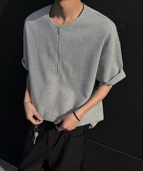 Ressaca(レサーカ)の「オーバーサイズハーフジップTシャツ(Tシャツ/カットソー・メンズ・ホワイト/ブラック/グレー・M/L/XL)」の18枚目の写真