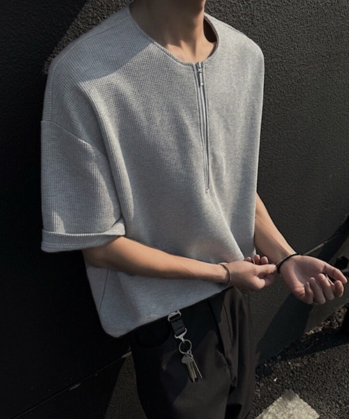 Ressaca(レサーカ)の「オーバーサイズハーフジップTシャツ(Tシャツ/カットソー・メンズ・ホワイト/ブラック/グレー・M/L/XL)」の15枚目の写真