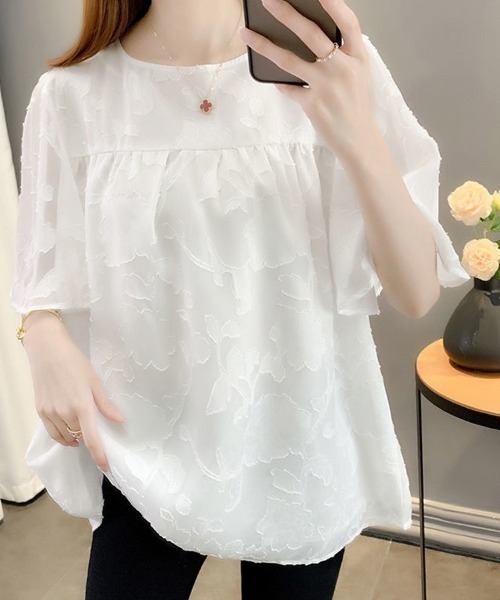 Beststore(ベストストア)の「シフォンブラウス フレア袖 ゆったり(シャツ/ブラウス・レディース・ホワイト/モカ/ブラック・FREE)」の2枚目の写真