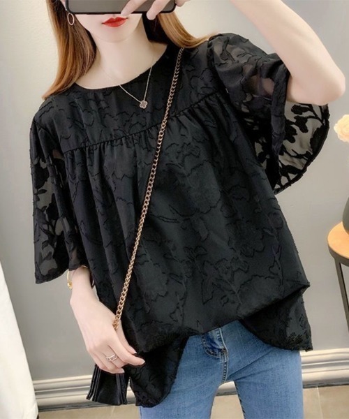 Beststore(ベストストア)の「シフォンブラウス フレア袖 ゆったり(シャツ/ブラウス・レディース・ホワイト/モカ/ブラック・FREE)」の1枚目の写真