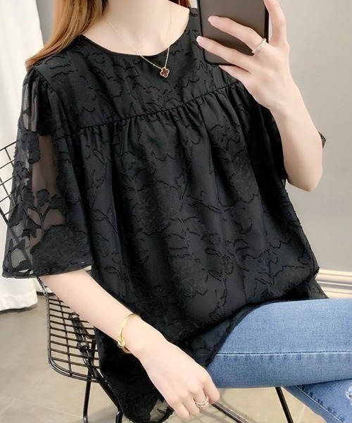 Beststore(ベストストア)の「シフォンブラウス フレア袖 ゆったり(シャツ/ブラウス・レディース・ホワイト/モカ/ブラック・FREE)」の9枚目の写真