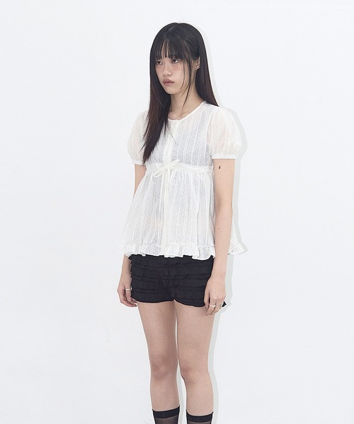FANCY CLUB/ファンシークラブ SHIRRING PUFF BLOUSE ブラウス