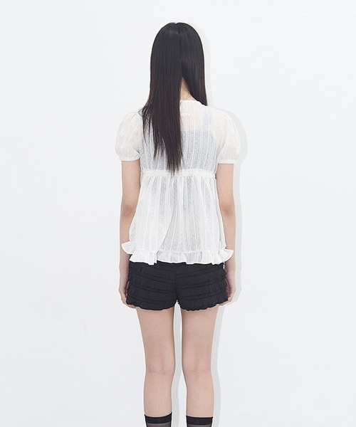 トップス FANCY CLUB Shirring Puff Blouse (WHITE) セール】FANCY CLUB/ファンシークラブ SHIRRING PUFF BLOUSE