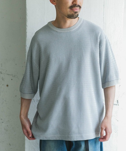 URBAN RESEARCH DOORS（アーバンリサーチドアーズ）の「変形鹿の子ニットTシャツ（Tシャツ/カットソー・メンズ・ダークグレー/ライトグレー・MEDIUM/LARGE）」の8枚目の写真