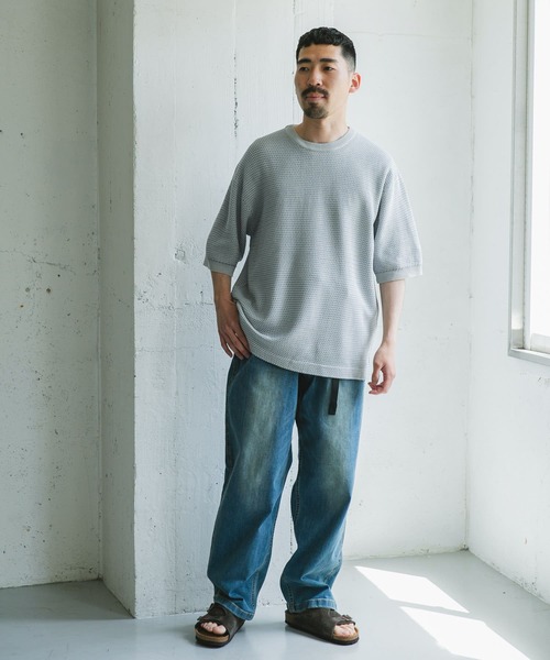 URBAN RESEARCH DOORS（アーバンリサーチドアーズ）の「変形鹿の子ニットTシャツ（Tシャツ/カットソー・メンズ・ダークグレー/ライトグレー・MEDIUM/LARGE）」の10枚目の写真