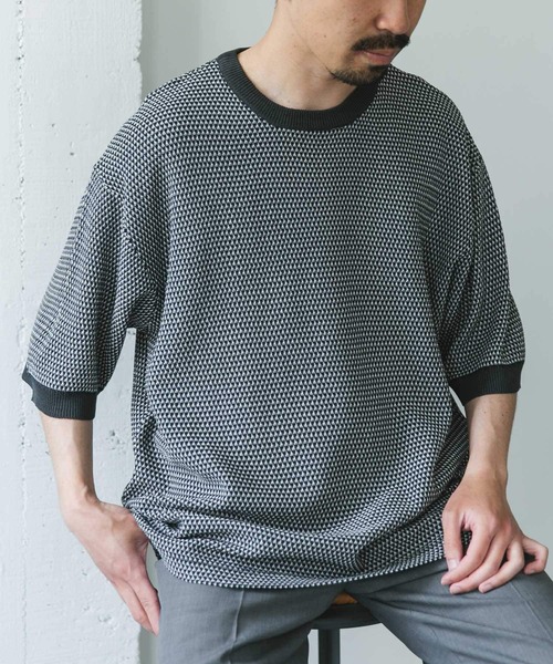 URBAN RESEARCH DOORS（アーバンリサーチドアーズ）の「変形鹿の子ニットTシャツ（Tシャツ/カットソー・メンズ・ダークグレー/ライトグレー・MEDIUM/LARGE）」の12枚目の写真