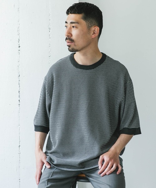 URBAN RESEARCH DOORS（アーバンリサーチドアーズ）の「変形鹿の子ニットTシャツ（Tシャツ/カットソー・メンズ・ダークグレー/ライトグレー・MEDIUM/LARGE）」の13枚目の写真