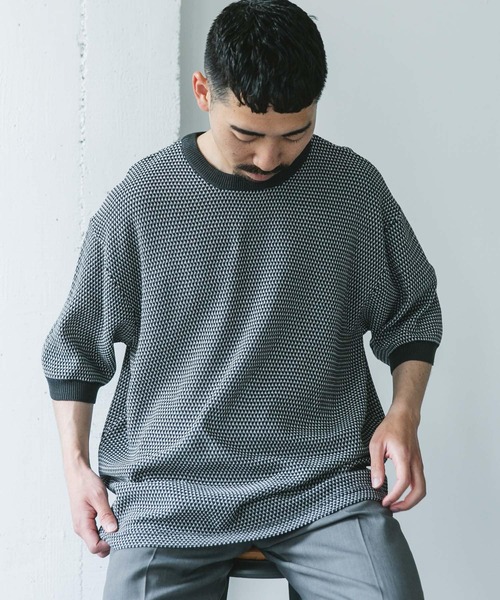 URBAN RESEARCH DOORS（アーバンリサーチドアーズ）の「変形鹿の子ニットTシャツ（Tシャツ/カットソー・メンズ・ダークグレー/ライトグレー・MEDIUM/LARGE）」の15枚目の写真