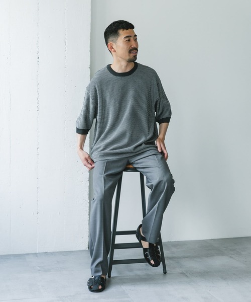 URBAN RESEARCH DOORS（アーバンリサーチドアーズ）の「変形鹿の子ニットTシャツ（Tシャツ/カットソー・メンズ・ダークグレー/ライトグレー・MEDIUM/LARGE）」の16枚目の写真