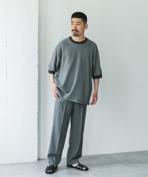 URBAN RESEARCH DOORS（アーバンリサーチドアーズ）の「変形鹿の子ニットTシャツ（Tシャツ/カットソー・メンズ・ダークグレー/ライトグレー・MEDIUM/LARGE）」の17枚目の写真